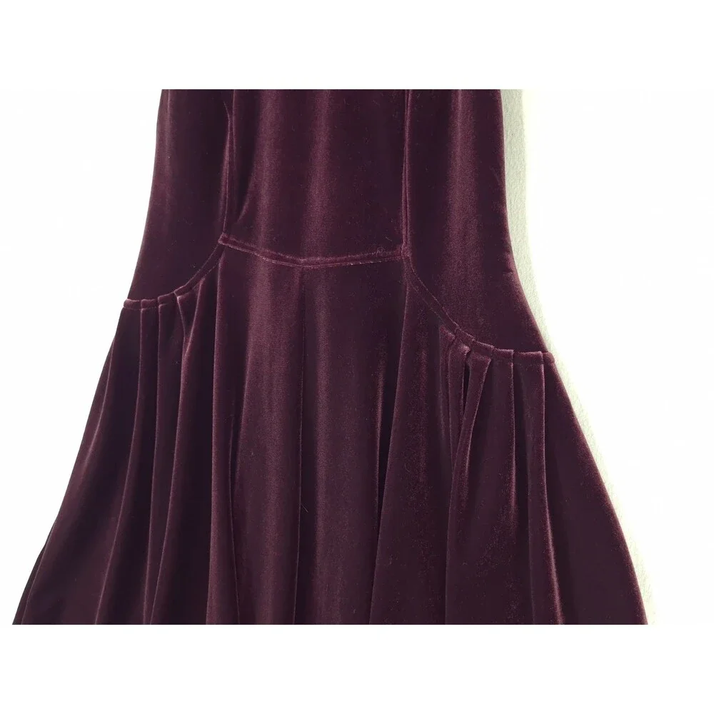 Free People Velvet Mini Dress Womens XS Cami Slip Dress Burgundy Red Floral Lace